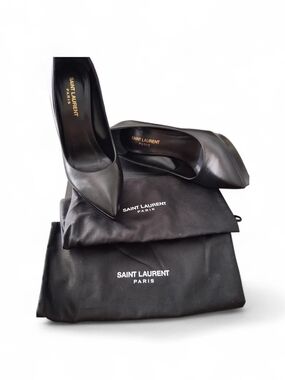 Saint Laurent Black Leather Pointed-Toe Pumps